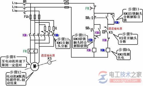 反接制動控制線路工作原理5